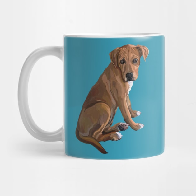 Sweet Brown Pitbull Mix Dog by Art by Deborah Camp